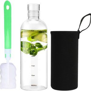 NIB VumSyme Glass Water Bottle, 750ml BPA-Free Drinking Bottle